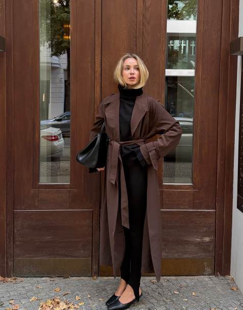 NA-KD Long trenchcoat in brown - view 1