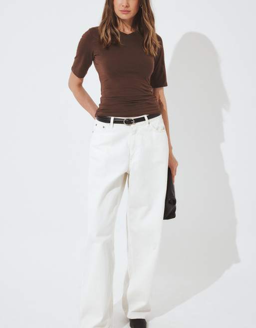 NA-KD Longer sleeved t-shirt in brown, 3 of 5