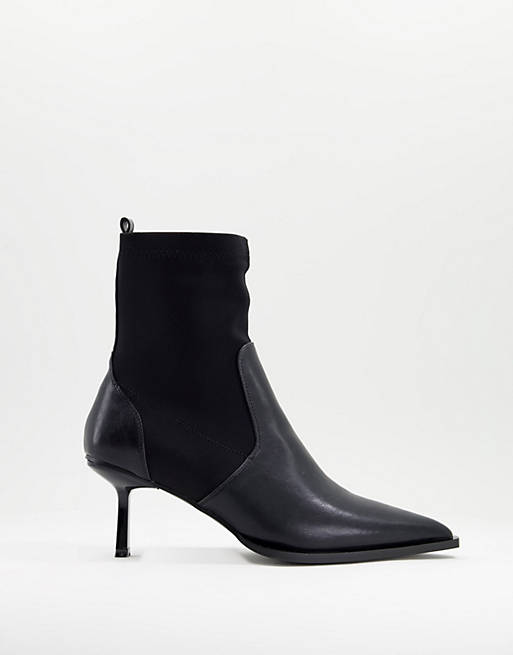NA-KD low stiletto welt detailed boots in black