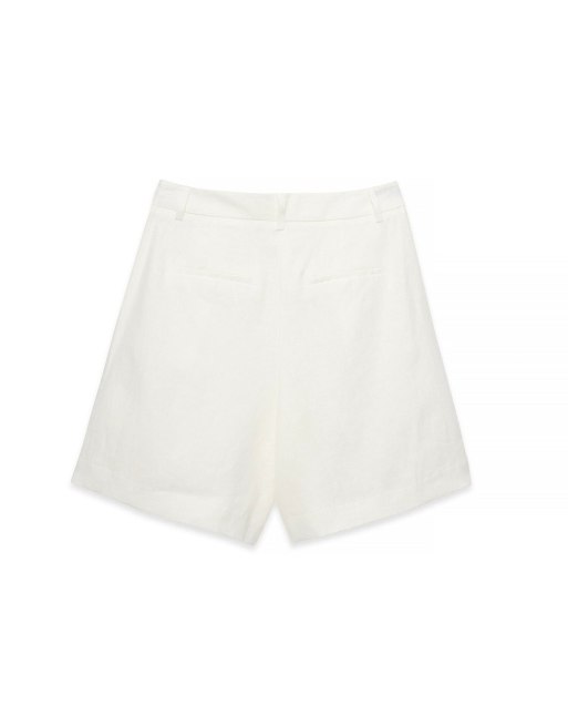 NA-KD maßgeschneiderte Leinen-Shorts in Weiß, 5 von 5