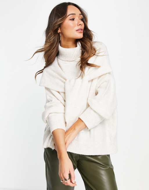 NA-KD - Maglione bianco con nodo sul davanti