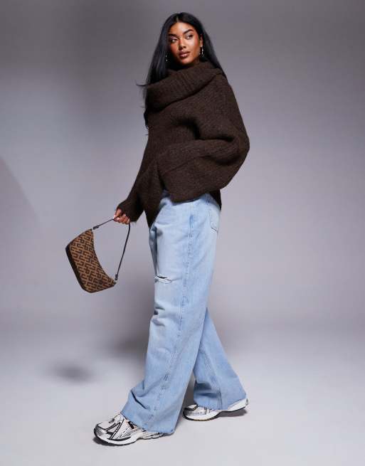 NA-KD Maglione oversize color prugna con collo extra large ASOS