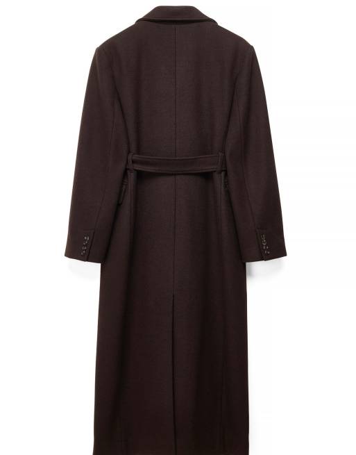 NA-KD manteau ceinturé en mélange de laine marron, 2 de 3