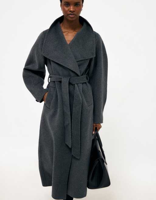 NA-KD manteau double-face à col montant gris foncé, 3 de 5
