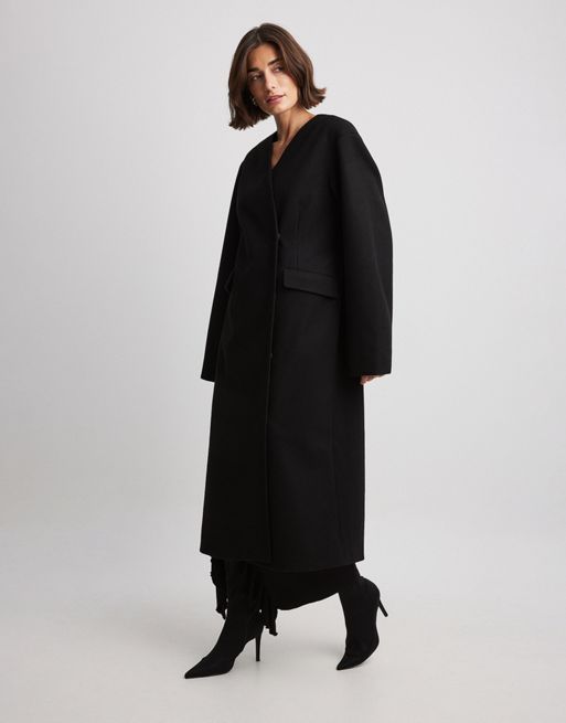 NA-KD - Manteau habillé à manches arrondies - Noir