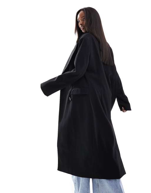 NA-KD Manteau long ajusté Noir ASOS