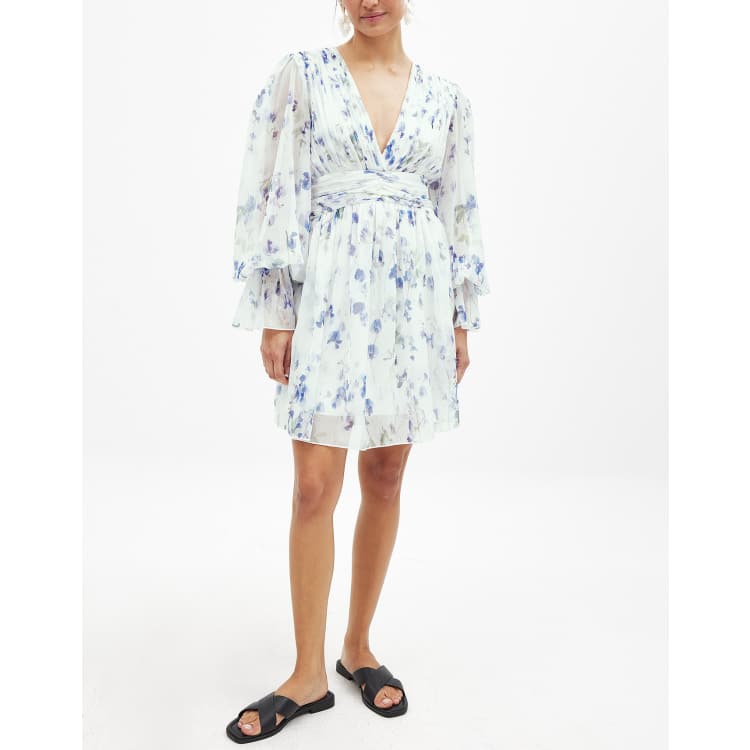 トップス ans dotsloevner MINI DRESS BLUE トップス ans dotsloevner MINI DRESS BLUE Blue Mini Dress Tie Back
