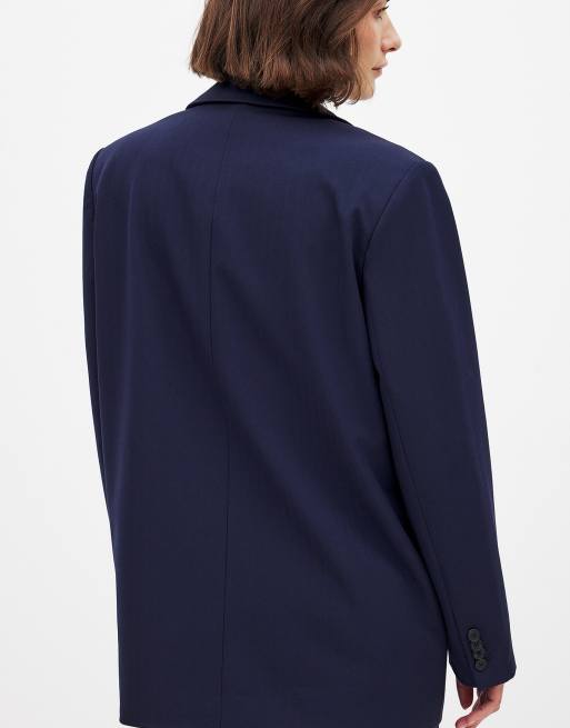 NA-KD Maxi oversized blazer in navy, 3 of 5