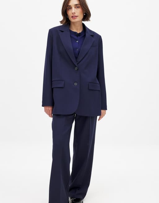NA-KD Maxi oversized blazer in navy, 4 of 5