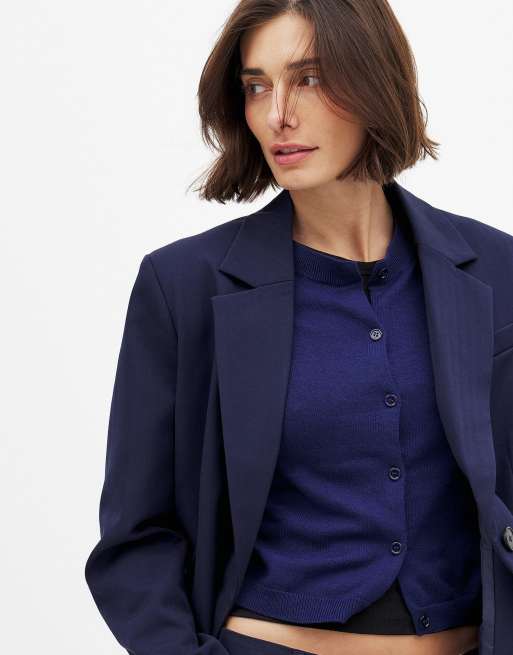 NA-KD Maxi oversized blazer in navy, 5 of 5