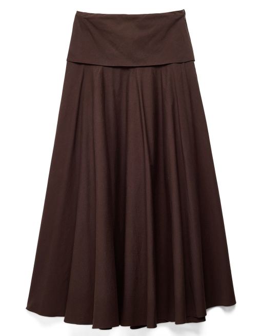 NA-KD Maxi skirt in brown, 4 of 5