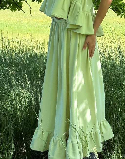 NA-KD Maxi skirt in sage green, 5 of 5