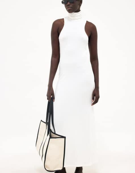 NA-KD Maxi sleeveless polo dress in offwhite - view 1