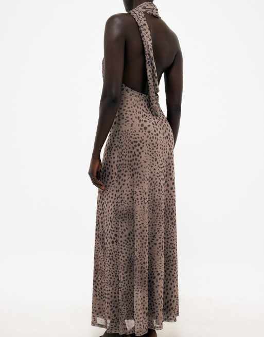 NA-KD Maxikleid mit Neckholder und Leopardenmuster, 2 von 5