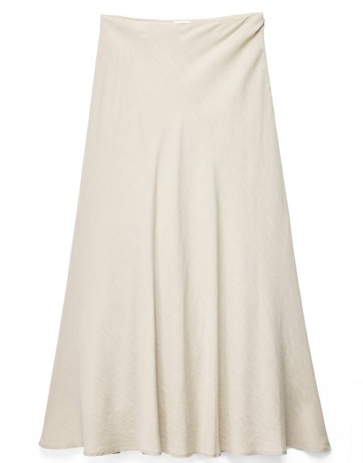 NA-KD – Maxirock aus Leinen-Lyocell-Mix in Hellbeige mit A-Linien-Schnitt, 5 von 5