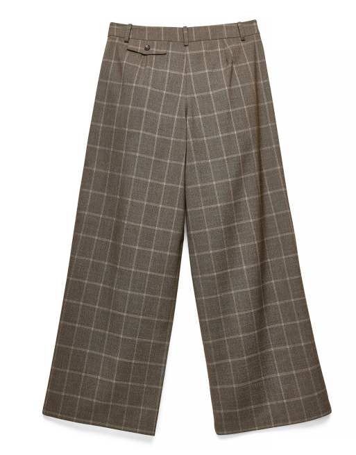 NA-KD Mid waist checked trouser in brown, 5 of 5