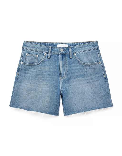 NA-KD Mid waist denim shorts in light blue, 4 of 5