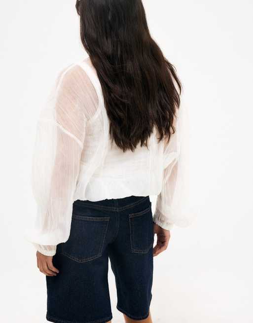 NA-KD Mid-Waist Loose Denim-Shorts in Rinse-Waschung, 3 von 5