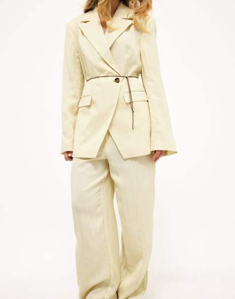 NA-KD Mid waist lyocell blend trouser in light yellow