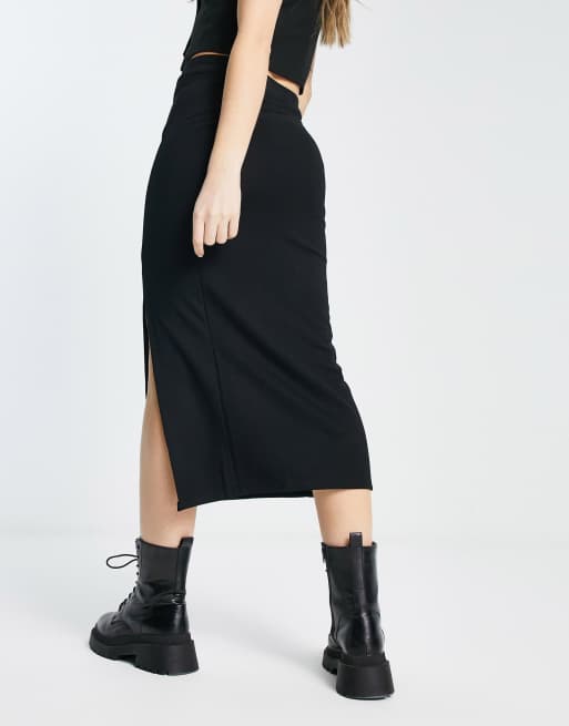 Black jersey midi clearance skirt