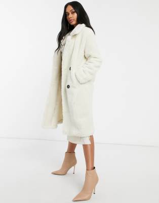 white teddy coat with hood