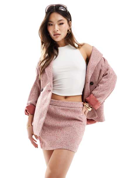 NA-KD mini skirt in peach (part of a set) - view 1