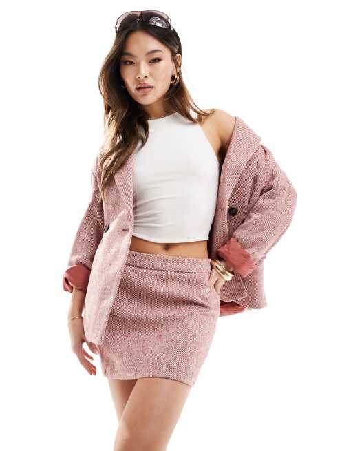 NA-KD mini skirt in peach (part of a set)