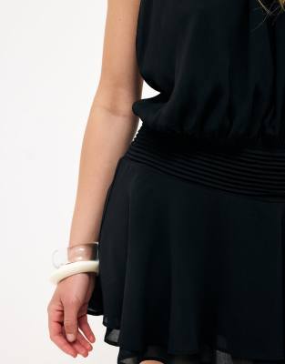 Minikleid aus Chiffon in Schwarz mit Neckholder Schwarz 38