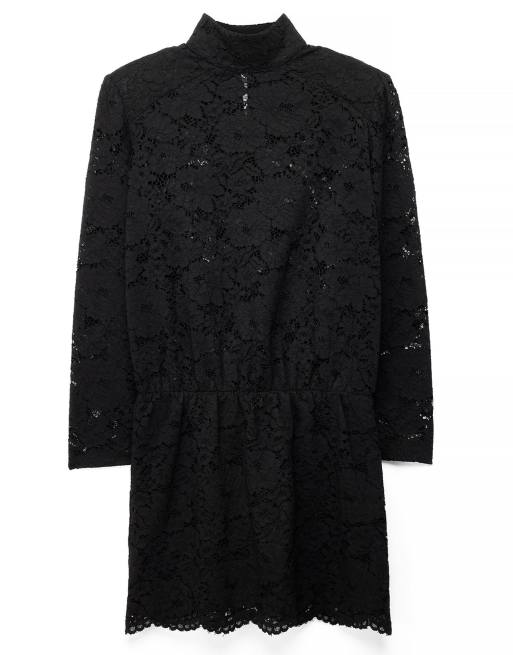 NA-KD Minikleid mit Schulterpolstern und Spitze in Schwarz, 5 von 5