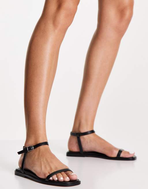 NA-KD minimal flat sandals in black