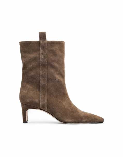 NA-KD mittelhohe Wildlederstiefel in Khaki - view 1