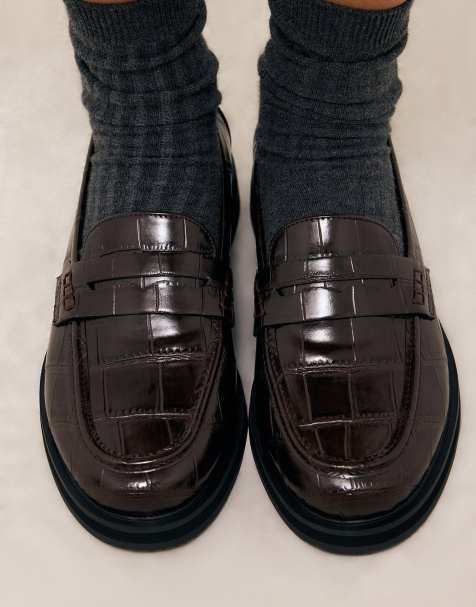 NA-KD mocassins chunky effet croco marron - view 1