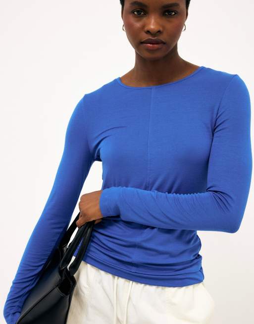 NA-KD Modal double layered top in blue, 2 of 5