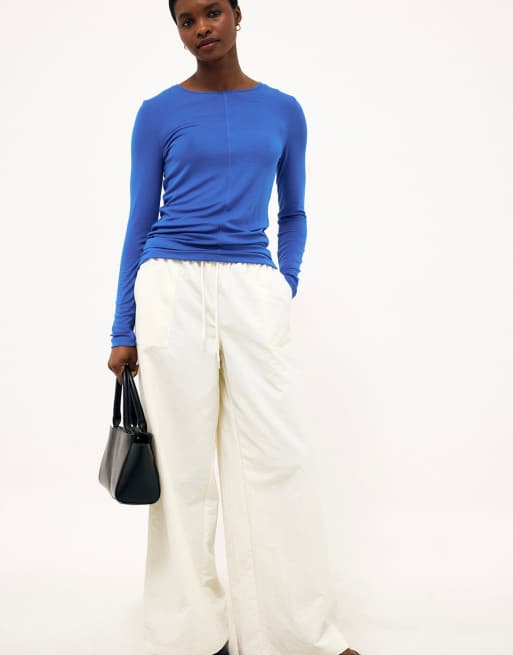 NA-KD Modal double layered top in blue, 4 of 5
