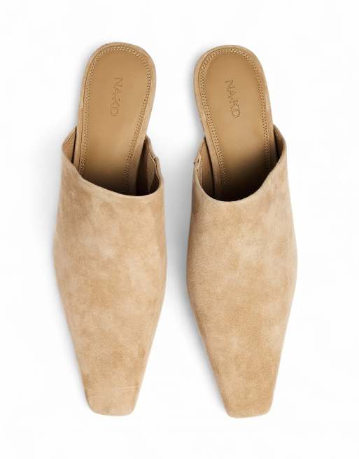 NA-KD Mules in Beige in Wildlederoptik, 3 von 5