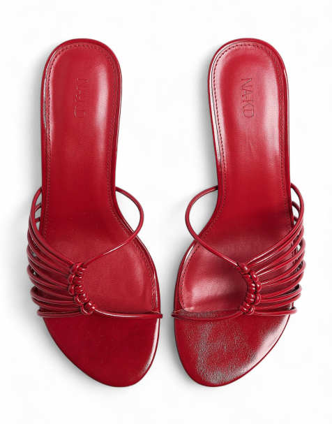 NA-KD Mules mit Riemchendetails in Mohnrot - view 1