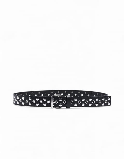 NA-KD Naomi anwer - studded leather belt in black, 2 of 4
