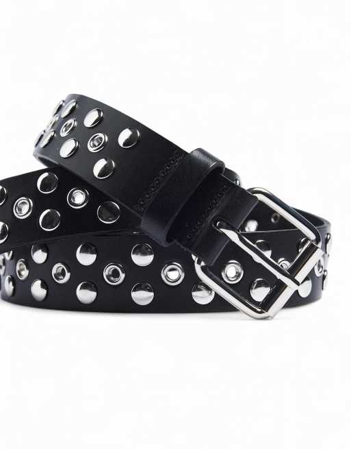 NA-KD Naomi anwer - studded leather belt in black, 4 of 4