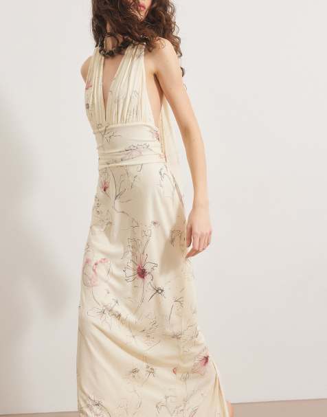 NA-KD – Neckholder-Maxikleid in Gelb mit Blumenmuster - view 1