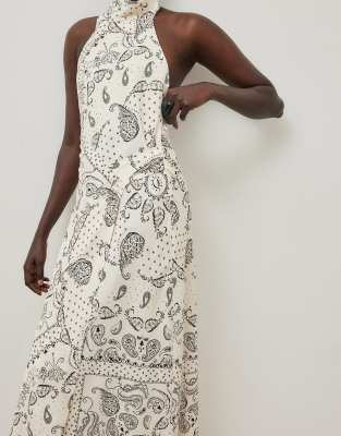 Neckholder-Maxikleid mit All-over-Print und Wickeldetail-Mehrfarbig Mehrfarbig 42