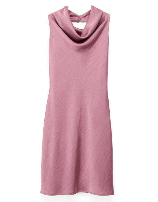 NA-KD Neckholder-Minikleid aus Satin mit Drapierung in Mauve, 4 von 5