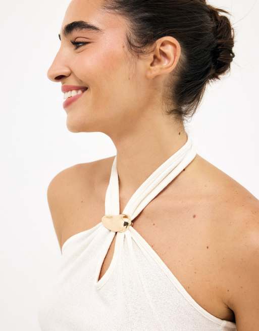 NA-KD Neckholder-Top mit Schnalle in Weiß, 3 von 3