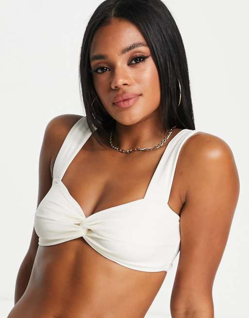 NA-KD - Offwhite bandeau-bikinitop med knude
