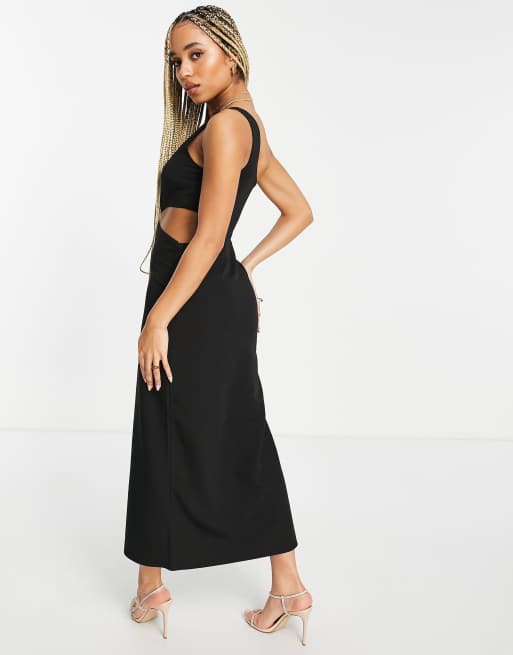 na kd one shoulder dress One Shoulder Structured Maxi Dress Offwhite