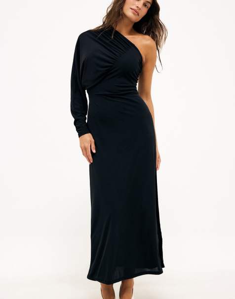 NA-KD One shoulder maxi dress in black - view 1