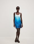[NA-KD] NA-KD open back mini dress in blue watercolour ombre 40 Blue