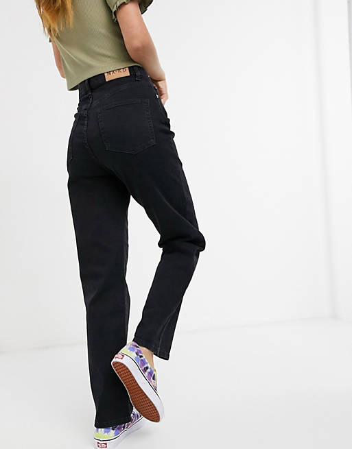 Jeans NA-KD organic cotton straight leg jean in black 