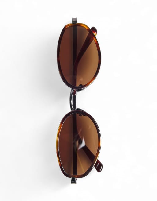 NA-KD Oval frame sunglasses in brown, 4 of 5