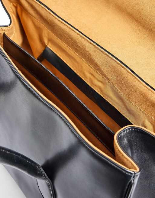 NA-KD Overlap leather tote in black, 4 of 5
