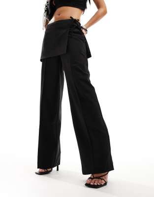 NA-KD NA-KD overlapped detail trousers in black